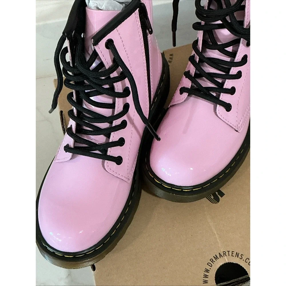 NEW Dr. Martens Boots 1460 Junior Pale Pink Patent Lamper Combat Sz 3 Kids NIB